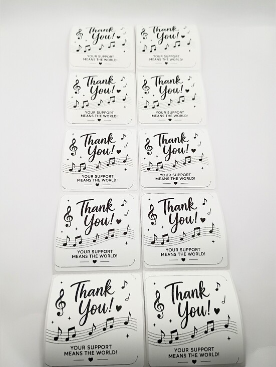 No Brand Other - Thank You Musical Sticker Pack Set Of 10 - White & Black 2x2"